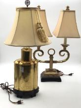Lot of 2 Table Lamps Including Brass Lamp