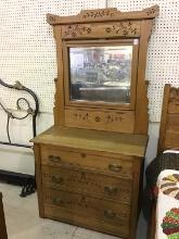 Antique Spoon Carved Three Drawer Dresser w/