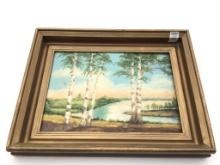Sm Framed Painting on Board of Landscape w/