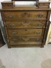 Ornate Antique Four Drawer Chest of Drawers w/