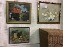 Lot of 3 Framed Prints Including Red Covered