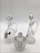 Lot of 3 Including 2-Glass Cruets w/ Stoppers-
