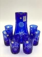 Cobalt Blue Cut to Clear 7 Piece Set Including