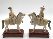 Pair of Very Nice Carved Chinese Ivory Warriors