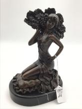 Bronze Art Deco Statue-Lady Dancer Kneeling
