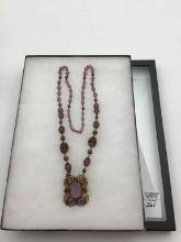 Vintage Amethyst Glass Bead Necklace