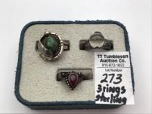 Collection of 3 Sterling Silver Rings