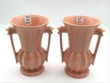 Pair of Matching McCoy Dbl Handled Vases
