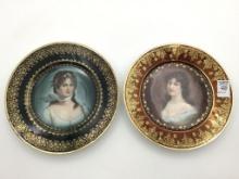 Lot of 2 Vintage Victorian Portrait Plates w/