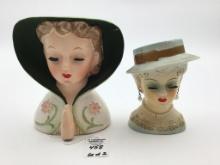 Lot of 2 Vintage Ladies Head Vases Including