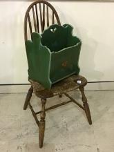 Lot of 2 Including Wood Chair & Vintage Green