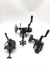 Lot of 3 Antique Hand Crank Bench Mount Grinders