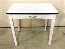 Black & White Porcelain Top One Drawer Work Table