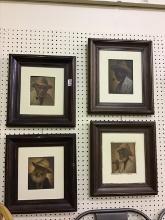 Lot of 4 Framed & Signed Paintings on Canvas