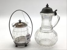 Lot of 2 Including Antique Syrup Pitcher w/ Pewter