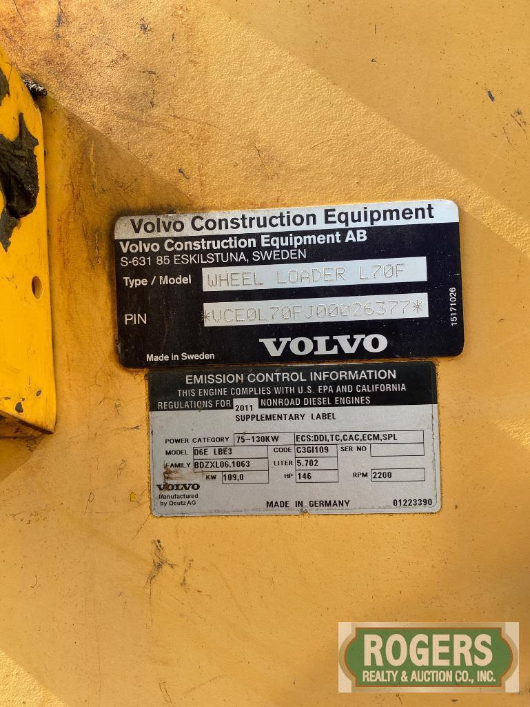 2011 VOLVO L70F WHEEL LOADER