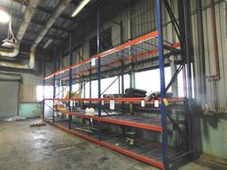 LOT: (4) Sections 8 ft. Wide x 16 ft. Tall x 4 ft. Deep 3-Tier Pallet Rack, with Wire Decking