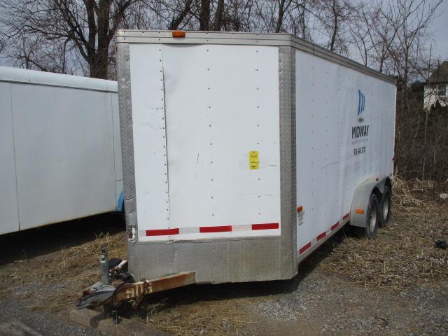 2008 Cargo Craft Tandem Axle 18 ft. Enclosed V-Nose, Enclosed Tag Trailer with 1-Side Door, 1-Rear
