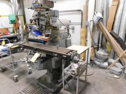 Manhattan 2 HP Vertical Mill, S/N 501248, 9 in. x 48 in. Power Feed Work Table