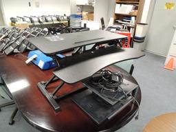 LOT: (3) Dual Monitor Stands, Adjustable Work Station