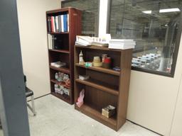 LOT: (2) Office Desks, Open Book Cases, Chairs, Table, File Cabinet