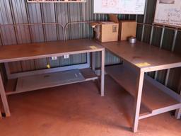 LOT: (3) Assorted Tables - (1) 5 ft. x 2 ft. x 34 in. High Stainless Steel, (2) 5 ft. x 30 in. x 34