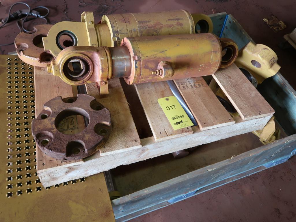 LOT: Assorted Caterpillar Parts including Rollers, Pumps, Brake Caliper, Cylinders & Pins in (3)
