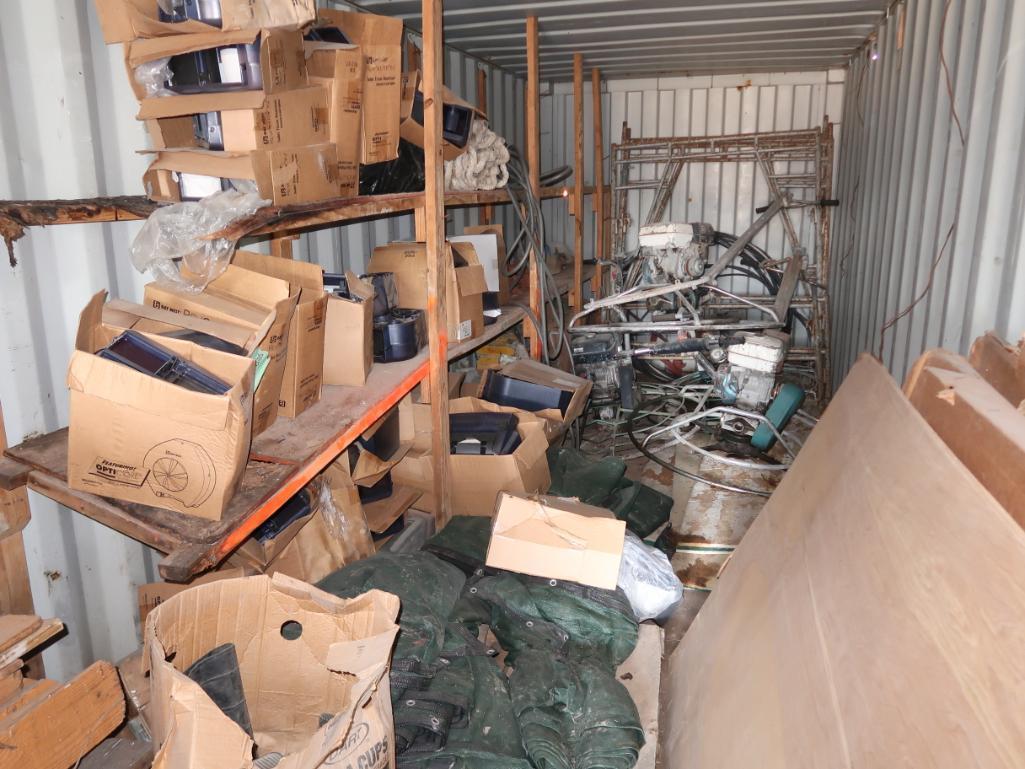 LOT: Contents of Conex Box including Concrete Tools & Supplies (no box), 40 ft. (est.) Moving
