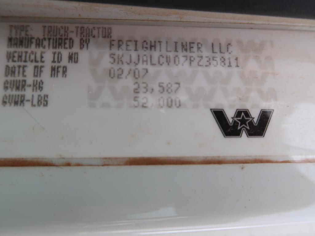 2007 Western Star Model 4900SA, Tandem Axle Tractor, 12.8L LG Diesel, Pump, (AS IS - NOT IN
