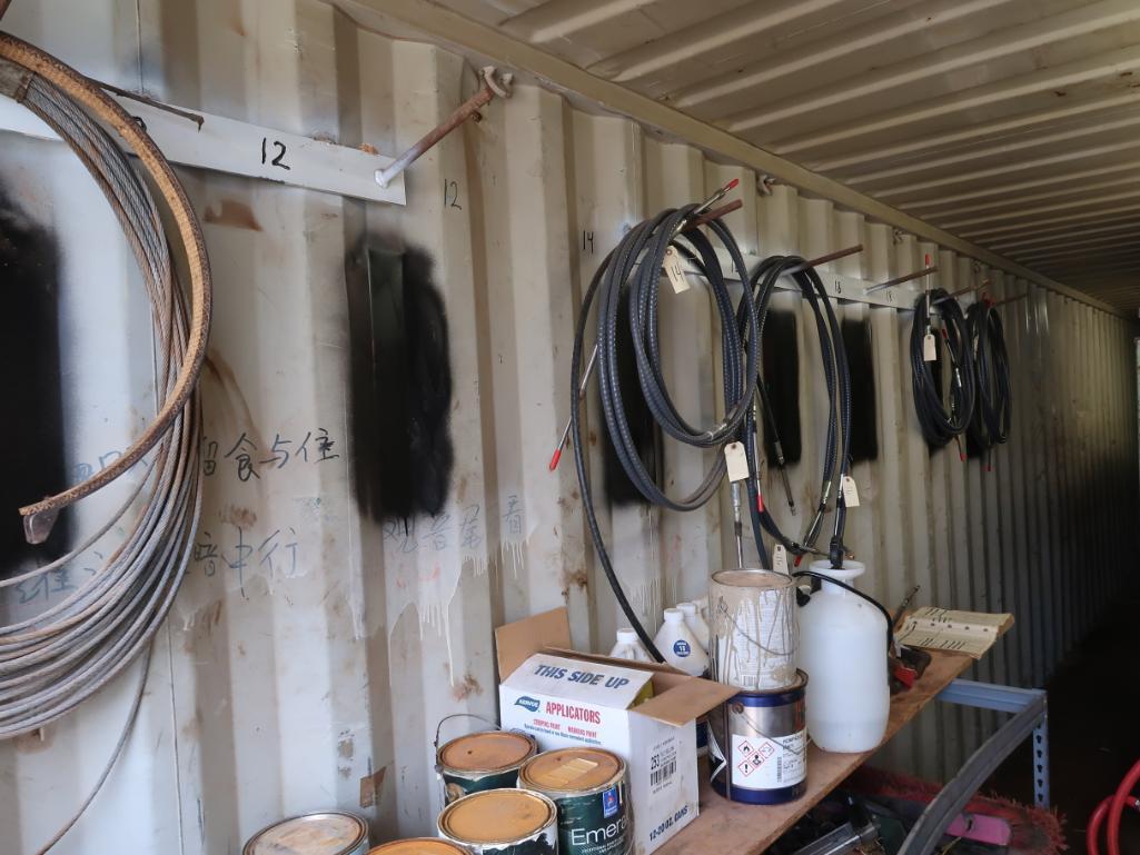 LOT: Contents of Conex Box including Magnetic Drill, Fluids, Rigging (excluding Lot #151)