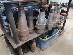 LOT: 31 in. x 60 in. Steel Work Bench with Lathe Tool Holders, Steel Parts