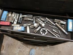 LOT: Tool Cabinet with Contents including Taps, Dies, Broaches