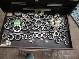 LOT: Tool Cabinet with Contents including Taps, Dies, Broaches