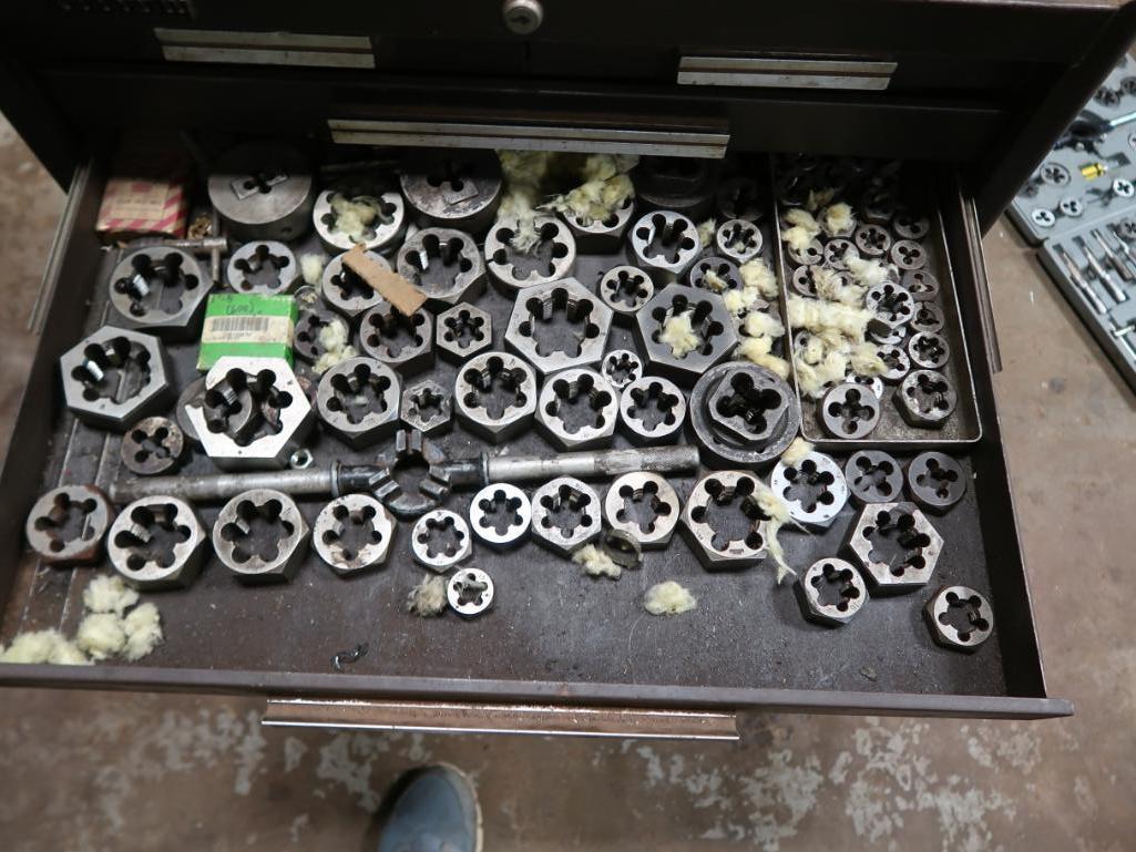 LOT: Tool Cabinet with Contents including Taps, Dies, Broaches
