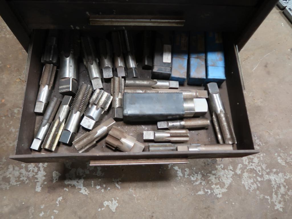 LOT: Tool Cabinet with Contents including Taps, Dies, Broaches
