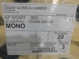 LOT: (2) Pallets Cedar Siding Lumber Wrap, (1) Pallet Plastic Wrap