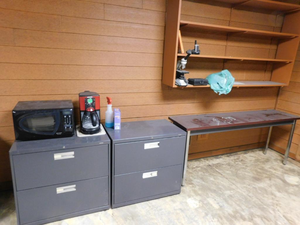 LOT: Contents of Offices: Desks, Chairs, File Cabinets, Monitors (NO TOWERS OR PRINTERS)