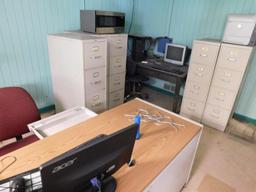 LOT: Contents of Offices: Desks, Chairs, File Cabinets, Monitors (NO TOWERS OR PRINTERS)