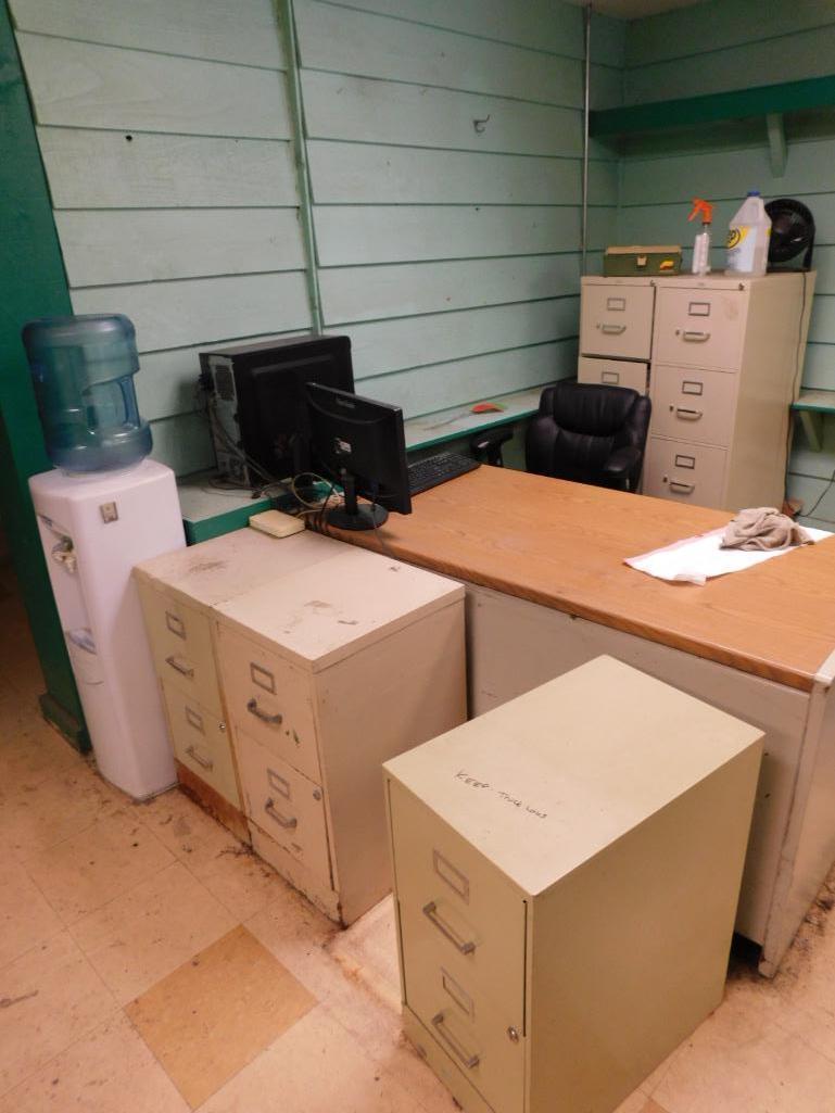 LOT: Contents of Offices: Desks, Chairs, File Cabinets, Monitors (NO TOWERS OR PRINTERS)