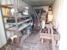 LOT: Contents of Container: Large Quantity of Assorted Scrap, 20' Rolling Gate, Misc. Fence Panels