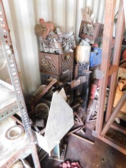LOT: Contents of Container: Large Quantity of Assorted Scrap, 20' Rolling Gate, Misc. Fence Panels