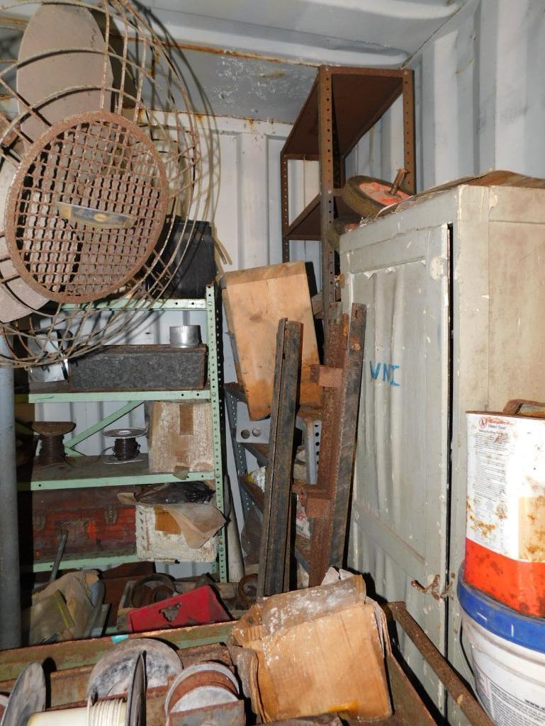 LOT: Contents of Container: Large Quantity of Assorted Scrap, 20' Rolling Gate, Misc. Fence Panels