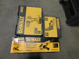 LOT: Dewalt 4-1/2" Paddle Switch Small Angle Grinder (NEW), Dewalt 3/8" VSR Drill w/Metal Keyless