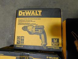 LOT: Dewalt 4-1/2" Paddle Switch Small Angle Grinder (NEW), Dewalt 3/8" VSR Drill w/Metal Keyless