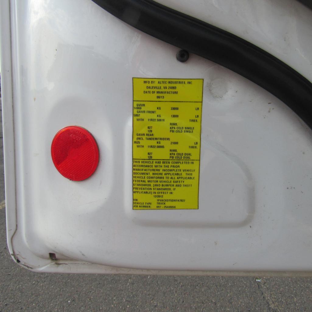 Altec AA755, 55' Rear Mounted 2-Man Bucket Aerial Boom, S/N 0413BZ7249, Front & Rear A-Frame