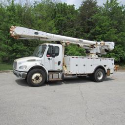 Altec 55' Rear Mounted 2-Man Bucket Aerial Boom, Front & Rear A-Frame Outriggers, Mounted on