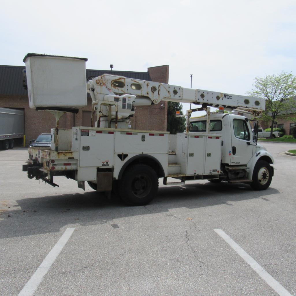 Altec 55' Rear Mounted 2-Man Bucket Aerial Boom, Front & Rear A-Frame Outriggers, Mounted on