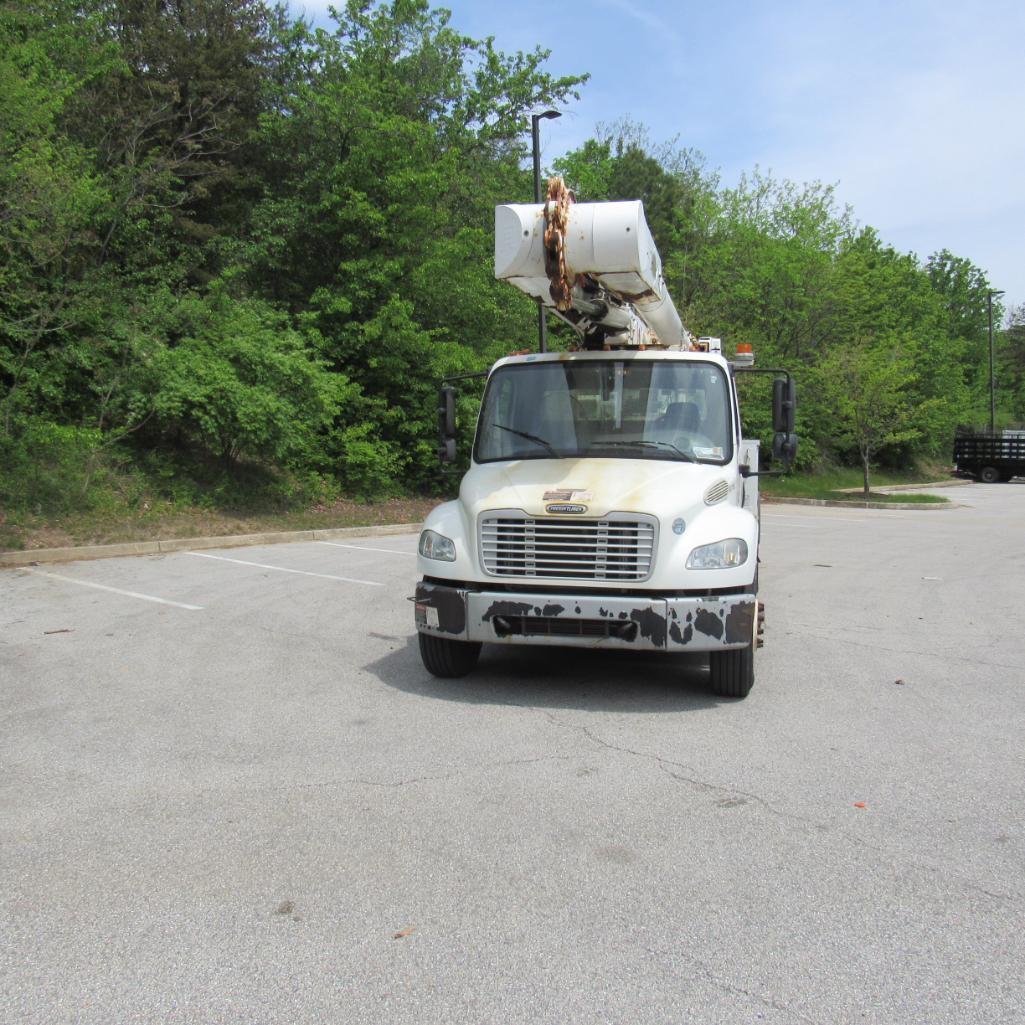 Altec 55' Rear Mounted 2-Man Bucket Aerial Boom, Front & Rear A-Frame Outriggers, Mounted on