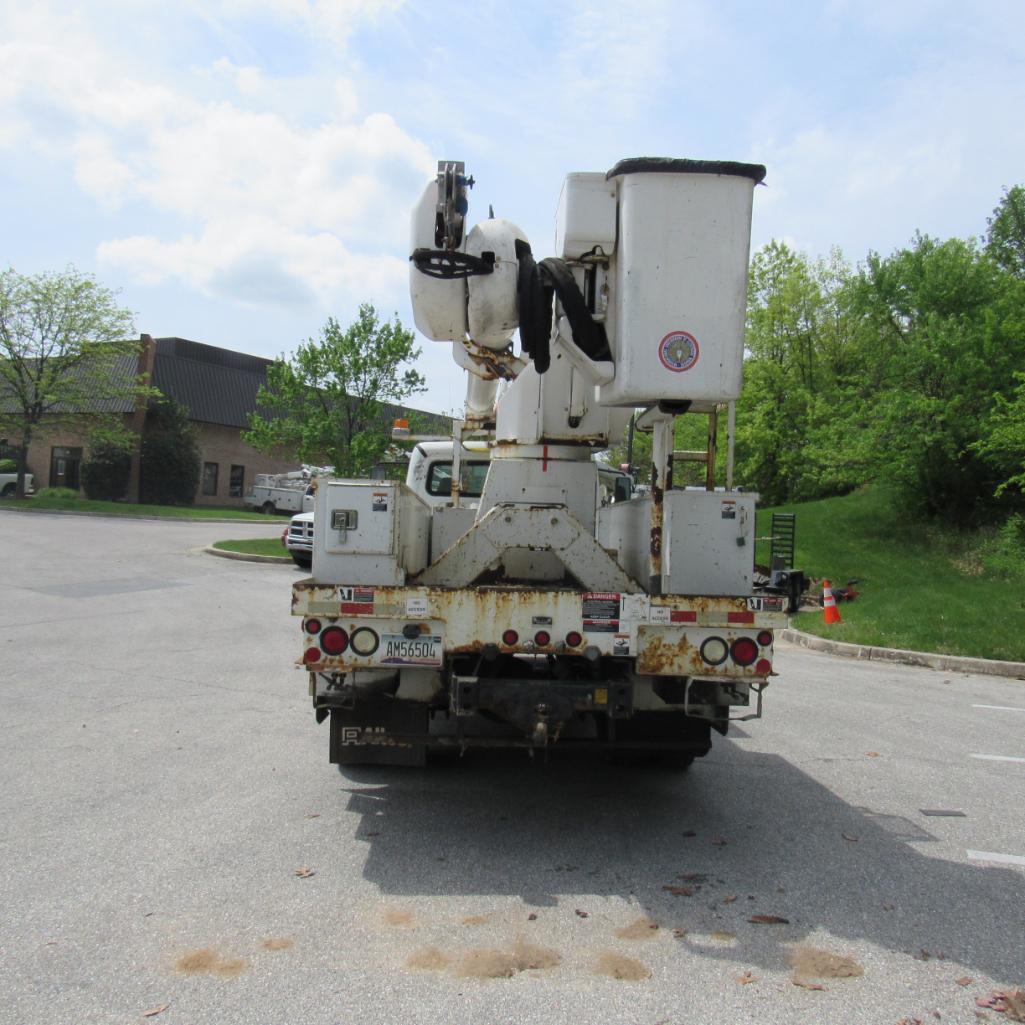 Altec 55' Rear Mounted 2-Man Bucket Aerial Boom, Front & Rear A-Frame Outriggers, Mounted on