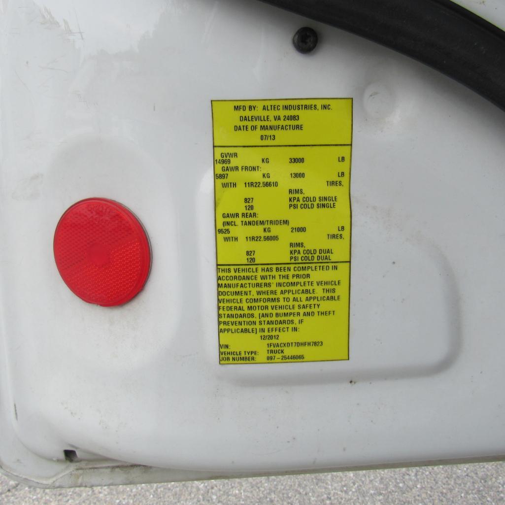 Altec AA755, 55' Rear Mounted 2-Man Bucket Aerial Boom, S/N 0413BZ7264, Front & Rear A-Frame